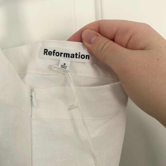 Reformation Valli Linen Cut Out Halter Mini White Dress - Picture 6 of 7